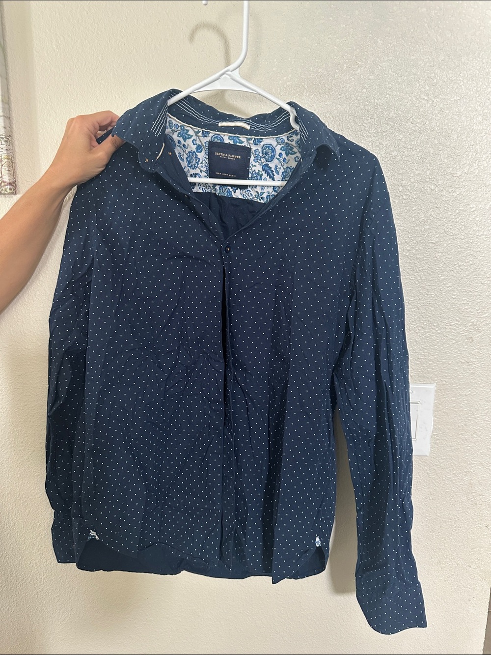 Ricky Singh Navy Polka Dot Long-Sleeve Button-Down Shirt